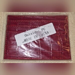 Red Crocodile Pattern Card Holder
